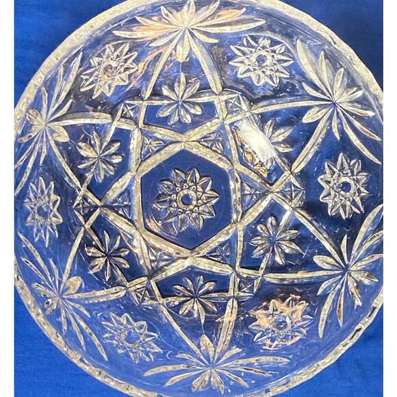 VTG Anchor Hocking Glass Serving Bowl Star of David Pattern 8.5" x 3.5" Sawtooth - Picture 7 of 9